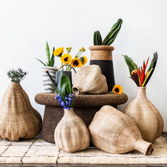 Hand Woven Ilala Palm Garlic Gourd Basket