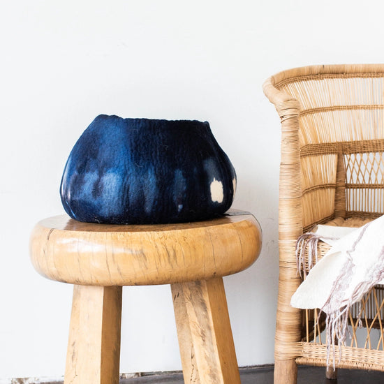 Felted Wool Indigo Basket